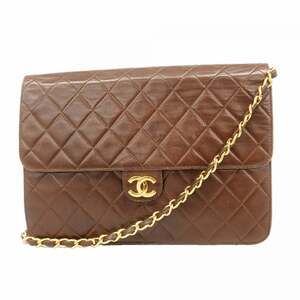 Chanel Matelasse Shoulder Bag with Chain Bag, Brown Lambskin, Women's